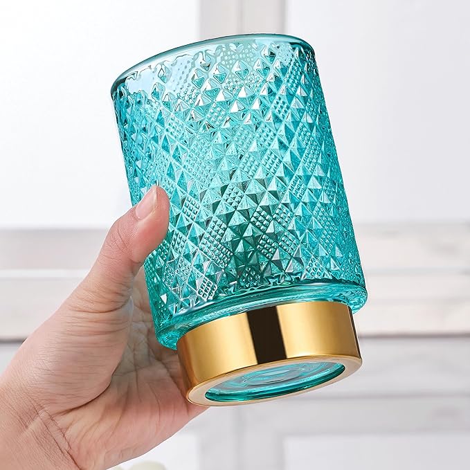 Makeup Brush Holder Organizer,Toothbrush Holders,Desk Pen Pencil Holder,Multifunctional Vintage Glass Brush Cup（A45-6-US）
