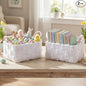2 Pcs Rabbit Storage Baskets 14x10 Inch Cute Bunny Gift Basket Spring Laundry Foldable Fluffy Plush Storage Bin with Handle Decorative Closet Organizer for Home Office Car Countertop Tabletop
