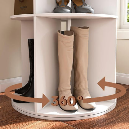 Runboll 6-Tier Rotating Shoe Rack Tower Spinning Shoe Display Lazy Susan Storage Tower, Free Standing 360 Revolving Shoe Organizer for Living Room Entryway Doorway