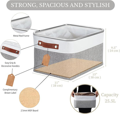 DECOMOMO Storage Bins, Large Fabric Storage Baskets for Shelves, Decorative Linen Closet Organizer, 15 x 11 x 9.5 inches (Mixed Neutral, 3 Pack)