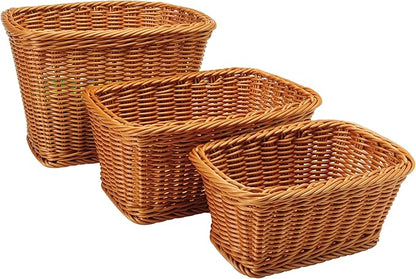 Rectangular Plastic Woven Baskets- Mixed Sizes Set of 3