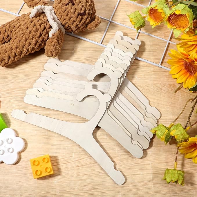 Wooden Kids Hangers 10 Pack 9inch Cute Baby Hanger with Bear Ears Non Slip Wooden Children's Hanger Newborn Hangers for Baby Kids Toddler Coats Pants Suits Jackets Clothes