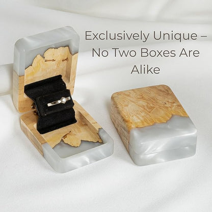 RWA Slim Engagement Ring Box for Proposal – Unique Wedding Ring Holder Jewelry Display Case – Travel Jewelry Organizer, Ring Bearer Box, Proposal Gift, Wedding Ring Box for Ceremony, FLIP white light