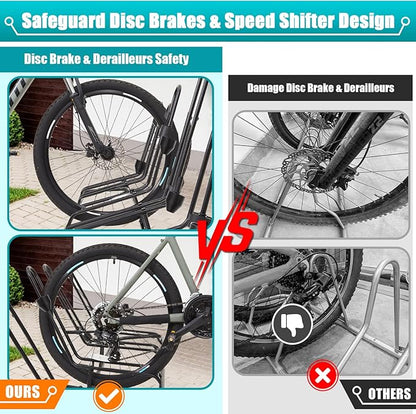 Floor Bike Stand for 6 Bikes, Bike Rack Safeguard Disc Brakes & Derailleurs, Waterproof Bike Holder Road/Kids/MTB Bicycles, Fits 12"-29" Tires, Upgraded 0.63" Steel Tubes, Indoor Outdoor Garage