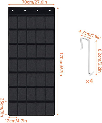 NiHome Multi-Functional 35 Pockets Door Hanging Organizer Fit for Stanley Tumbler in Kitchen, Pantry, Bedroom, Bathroom, Large Capacity Elastic Mesh Secure Storage Cup Holder, Foldable for Home and RV