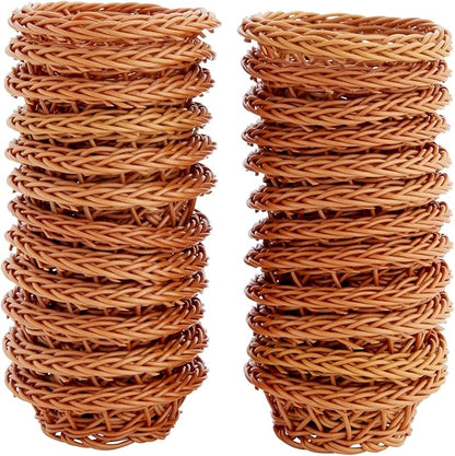 Bright Creations Mini Woven Basket Set - 3.1 x 1.2 in, Rustic Brown, 24-Pack - Bulk Mini Woven Baskets for Favors & Crafts