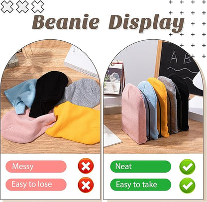 Hicarer 2 Pcs Heavy Duty Beanie Holder Organizer Knitted Hat Storage Rack Metal Display Stand Cap Holder for Winter Swimming Hat Display Home Entryway Tabletop Bedroom Closet Dresser Room Office
