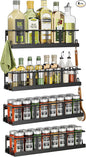 Bunoxea Spice Rack Wall Mounted 4 Pack, Space-Saving Spice Organizer for Spice Jars and Seasonings,Screw or Adhesive Hanging Spice Rack Organizer for Your Kitchen Cabinet,or Pantry Door