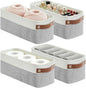 Bagnizer Small Fabric Storage Baskets, 15x6x5 inch Narrow Storage Bins 4-Pack Long Storage Basket for Organizing with Handles, Decorative Basket for Closets, Shelves, Toilet Paper, Grey