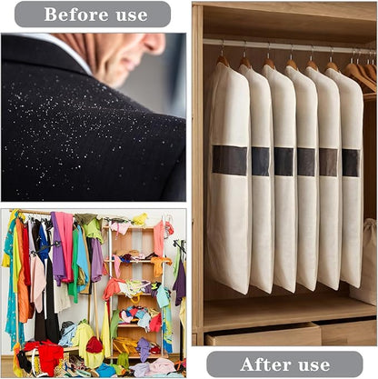 Aliceset 6 Pcs 32 Inches Cotton Garment Bags for Hanging Clothes, Canvas Suit Bags for Clothes Coats Jackets Shirts Closet Storage Travel Gusseted Hanging Garment Cover
