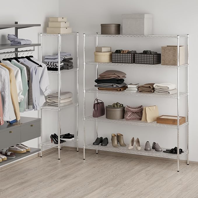 18" Deep x 60" Wide x 74" Height Wire Shelving Kit | 5-Tier | NSF Commercial Storage Rack Unit