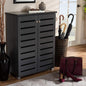 Contemporary Shoe Storage Cabinet Grey Modern Wood Includes Hardware