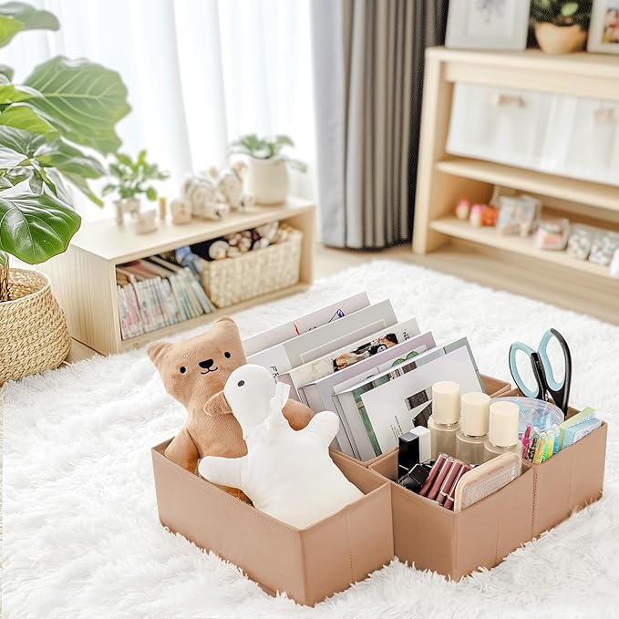 Criusia Drawer Organizer Clothes, 21 Pack Dresser Organizer for Baby Clothes, Underwear, Sock - Foldable Closet Organization and Storage Dividers Bins for Nursery, Bedroom (Brown)