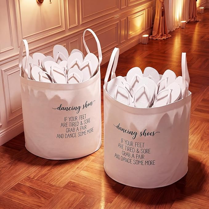 Yungyan 2 Pcs White Wedding Baskets 16 Inch Large Flip-flops and Shoes Storage Baskets with Handles for Holding Flip Flops Shoes Trugs for Picnics Wedding Decoration Party Favors Gift Garden Ceremony
