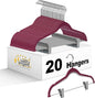 Quality Hangers Plastic Non Velvet Non-Flocked Thin Compact Skirt and Pant Hangers with Metal Clips - Suited for Pants Blouses Coats - 360° Swivel Hook (Raspberry, 20)