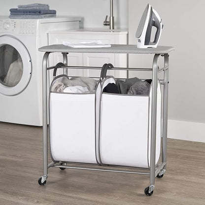 Neatfreak - Laundry Sorter with Ironing Board - 3-in-1 Laundry Basket, Ironing Station & Laundry Folding Table - 2 x Tote Hampers for Laundry, Towels & Bathroom Storage