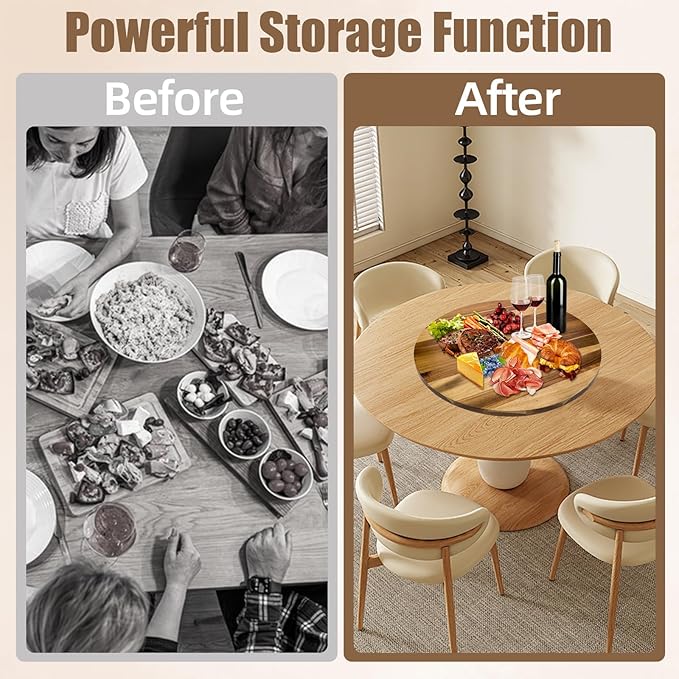 20'' Acacia Wooden Lazy Susan for Table Top,Large Lazy Susan for Dining Table,Table Turntable Storage,Extra Large Lazy Susans Organizer with Durable,Turning Turntable for Cabinet,Countertop or Pantry