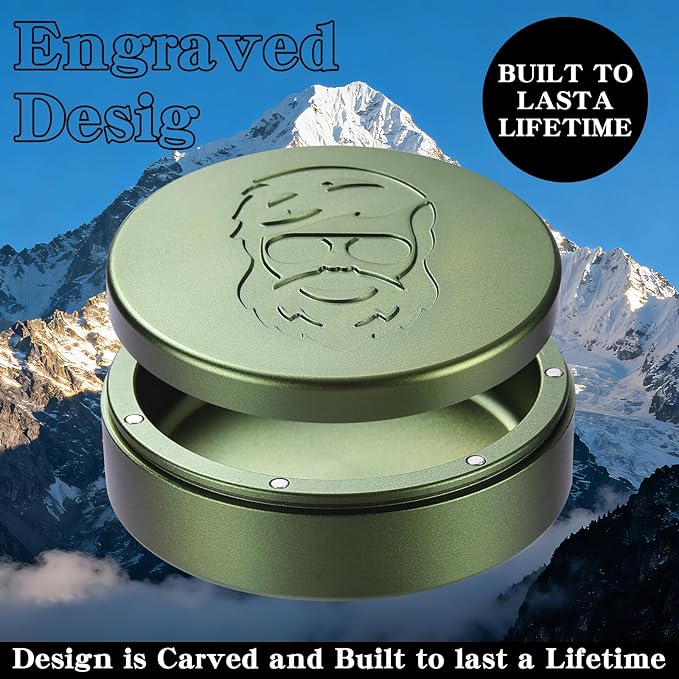 3.0inchBEIJIATE Magnetic Metal Can, Holder, Metal Container, Carved Tin with Magnetic Closure, Aluminum Container, Slim Pouch Can, zyn metal can,zyn container Storage Box Set (Military Green)