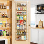 Delamu Over The Door Pantry Organizer, 8-Tier Metal Pantry Door Organization and Storage for Easy Install, Hanging Spice Rack Seasoning Shelves, Door Organizer for Kitchen, 4.65"D x 18"W x 65"H, White