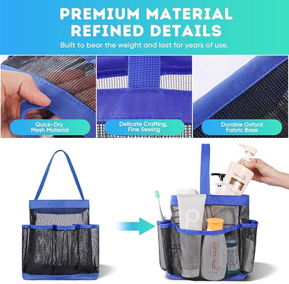 EUDELE Mesh Shower Caddy Portable for College Dorm Room Essentials,Shower Caddy Dorm with 8-Pocket Large Capacity for Beach,Swimming,Gym,Travel essentials, Blue