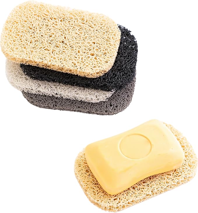 Snowkingdom 4 Pack Assorted Soap Saver Holder for Bar Soap Dish, Self Draining Soap Lift for Shower Kitchen Bathroom, Porous Construction air circulate 2.9" x 4.5" PVC BPA-Free Non-Slip Durable