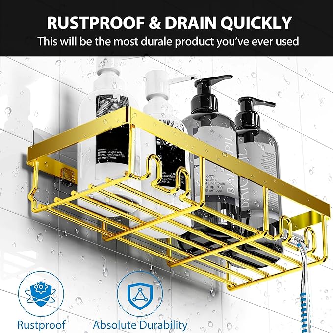 Moforoco Adhesive Shower Caddy Organizer Shelves Rack - 5 Pack Corner Bathroom Storage Organization, Home & Kitchen Decor Inside RV Accessories, Hanging First Apartment Household Camper Essentials
