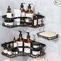 MAXIFFE 3 Pack X-Large Corner Shower Caddy with Soap Holder, Large Capacity and Easy Install, No Drilling Shower Shelves, Stainless Steel Shower Organizer Hold 40 LBS for Family Renters, Black
