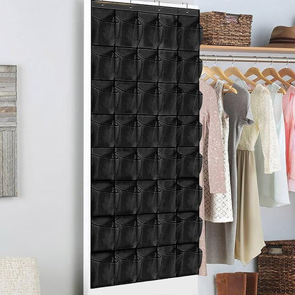 Black 40 Large Pockets Over The Door Shoe Organizer, Mesh Hanging Shoe Rack for Closet, Over Door Organizer Shoe Organizer for Wall