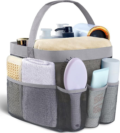 Attmu Mesh Shower Caddy Portable for College Dorm Room Camping Essentials, Shower Caddy Dorm with 9-Pockets, Large Capacity Hanging Basket Bathroom Bag for Toiletry, Swimming, Gym, Camp, Beach