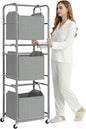 150L 3-Tier Vertical Laundry Hamper Sorter with Water-Resistant Removable Bag, Rolling Laundry Cart with Wheels & Brakes for Apartment, Dorm, Bathroom, Laundry Room, Grey