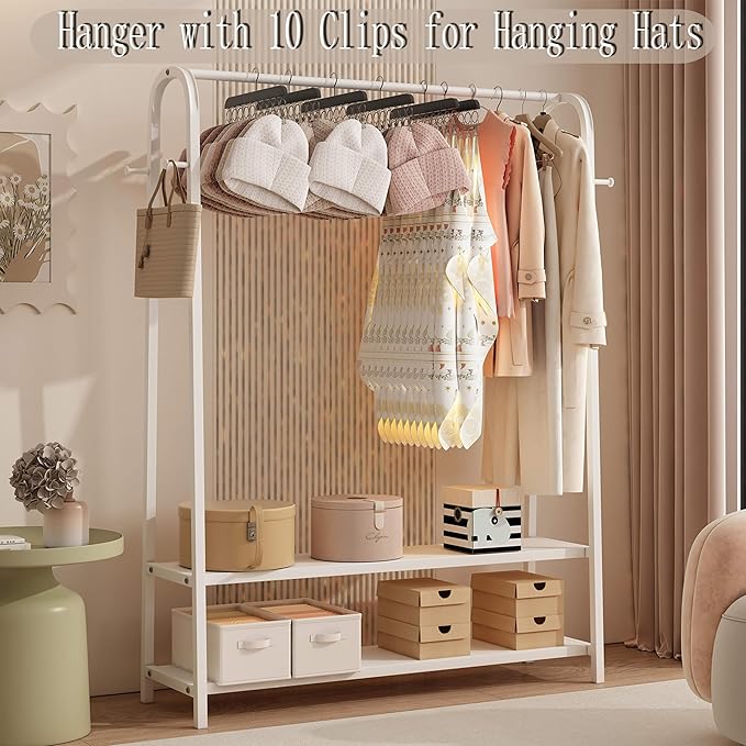 2 Pack Hat Hangers for Closet,Wooden Hat Rack with 10 Metal Clips for Saving Space, Hat Organizer for Baseball Caps,Skullies,Beanies,Visors(Black)