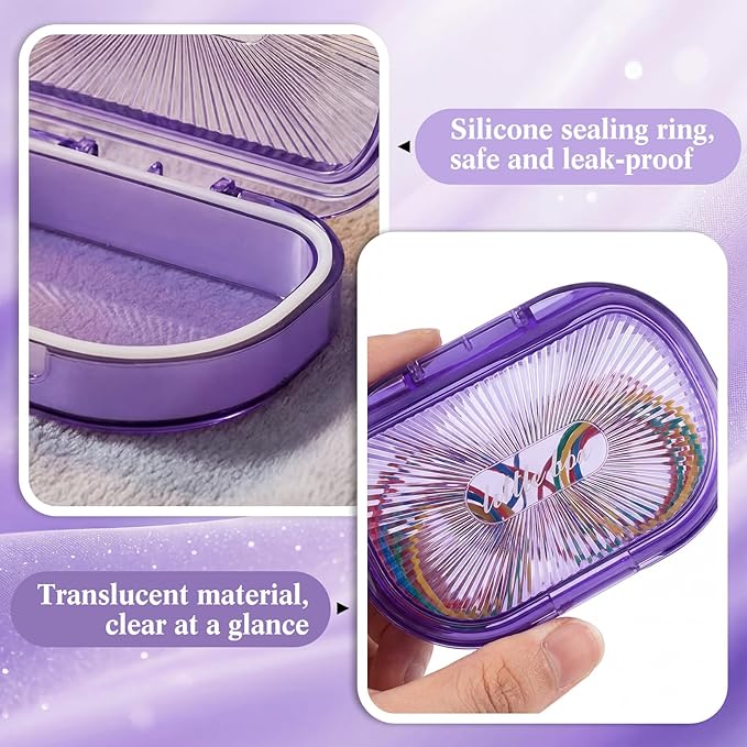 Kigley 4 Pcs Hair Tie Container Small Portable Travel Cotton Swab Holder Dispenser with Lid Plastic Box Storage Containers for Small Items, 3.94 x 2.76 Inch (Purple)