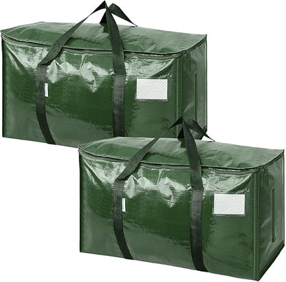 TICONN 2 Pack Extra Large Moving Bags Heavy Duty with Zippers & Carrying Handles, Durable Storage Bags Moving Boxes for Closet Organizers and Storage (2 Pack, Olive)