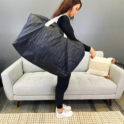Simple Living Solutions Quilted Storage Bag, Medium, 25 Gallon Heavy Duty Fabric Organizer with Reinforced Handles & Zipper, Ideal for Clothes, Bedding & Travel