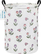 Laundry Basket Canvas Fabric Collapsible Organizer Basket for Storage Bin Toy Bins Gift Baskets Bedroom Clothes Children Nursery Hamper (Tulip)