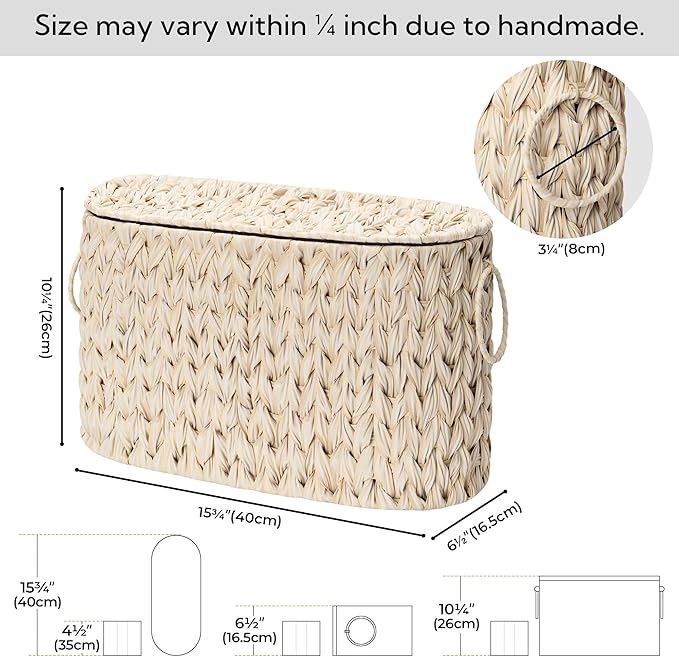 GRANNY SAYS Toilet Paper Storage Basket with Lid, Freestanding Toilet Paper Holder, Bathroom Organizers and Storage, Wicker Basket for Bathroom Storage, Butter Milk