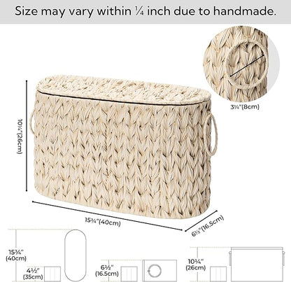 GRANNY SAYS Toilet Paper Storage Basket with Lid, Freestanding Toilet Paper Holder, Bathroom Organizers and Storage, Wicker Basket for Bathroom Storage, Butter Milk