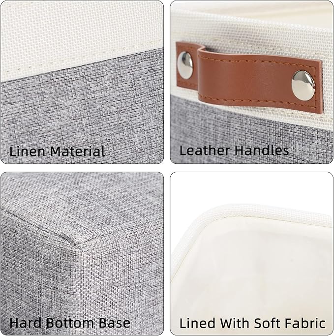 DULLEMELO Cube Basket for Storage, Collapsible Fabric Cube for Organizing, Storage Cube for Closet, Laundry, Nursery, Shelves, Decorative Basket for Gifts Empty (White&Gray)