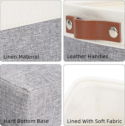 DULLEMELO Cube Basket for Storage, Collapsible Fabric Cube for Organizing, Storage Cube for Closet, Laundry, Nursery, Shelves, Decorative Basket for Gifts Empty (White&Gray)