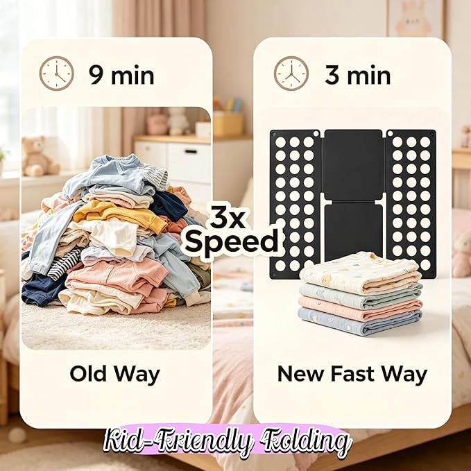 Mini Toddler Shirt Folding Board & Shirt Folder (Ages 1-7), Small Portable Clothes Folder, Build Independence & Fine Motor Skills