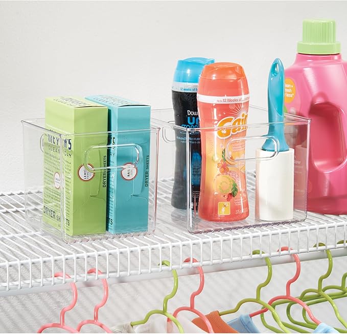 iDesign Fridge Bin with Handles, 2 Small and 2 Medium Bins, 4 Pack, Clear, Made in USA