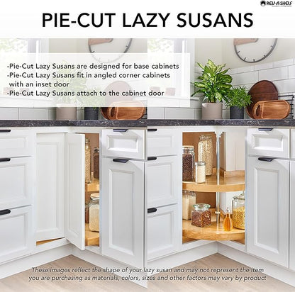Rev-A-Shelf 18" Pie-Cut Dual Tier Lazy Susan Organizer for Corner Wall Kitchen Cabinets, Plastic Home Rotating Storage Shelves, White, 2942-18-11-1