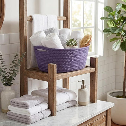Sawysine 6 Pcs Storage Baskets Bulk for Organizing Cotton Rope Woven Basket with Handles for Gift Cloth Shelves Blanket Toys Living Room(Morandi)