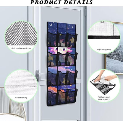 Axolotl 12 Pockets Door Shoe Organizer Hanging Storage Bag Space Saving Nursery Door Organizer for Baby Supplies 4 Shelf Over the Door Shoe Rack for Kids Boys Girls Playroom