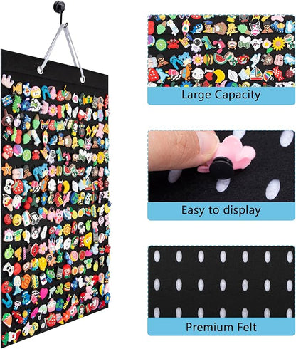 PACMAXI Shoe Charms Organizer, Hanging Shoe Charm Holder with 224 Holes, Shoe Decoration Display, Wall Mounted Holder (Black)