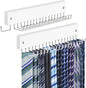 Tie Rack Belt Hanger Wall Mounted, Lomrsiul Non Slip 180 Degree Rotating Tie Organizer for Men Closet with 18 Hooks Closet Organizers and Storage for Tie Belt Necklace Purse Scarf Bag White 2 Pack
