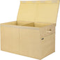 BALEINE Fabric Storage Bins with Lid, Collapsible Extra Large Storage Boxes Bins Baskets with Divider for Home Organizing (25"x13"x16", Khaki)