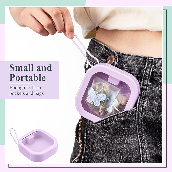 Kathfly 6 Pcs Hair Tie Organizer, Portable Bobby Pin Holder, Stackable Hair Accessories Holder for Travel, Cotton Swabs Dispenser, Jewelry Organizer Box(Purple)