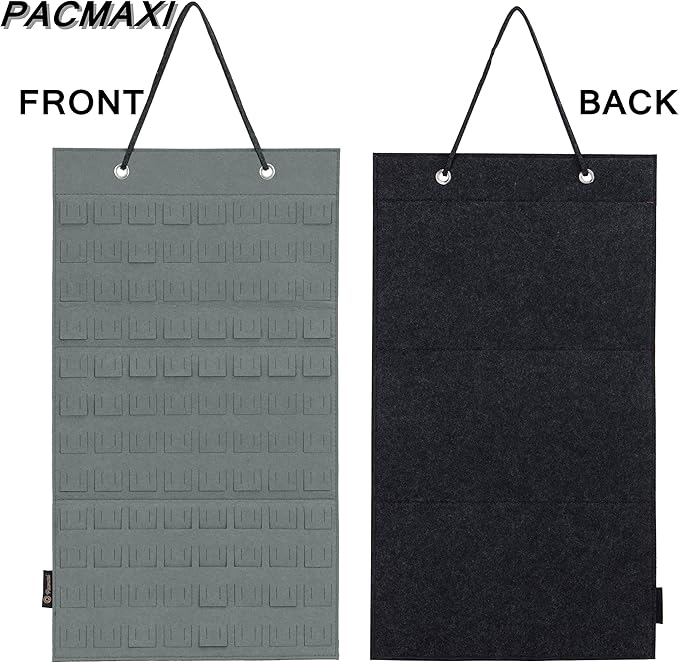PACMAXI Hanging Brooch Pin Organizer, Display Pins Storage Case, Brooch Collection Storage Holder, Holds Up to 96 Pins.(Not Include Any Accessories) (S-96 Slots, Grey, Small)