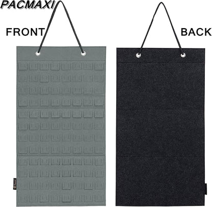 PACMAXI Hanging Brooch Pin Organizer, Display Pins Storage Case, Brooch Collection Storage Holder, Holds Up to 96 Pins.(Not Include Any Accessories) (S-96 Slots, Grey, Small)